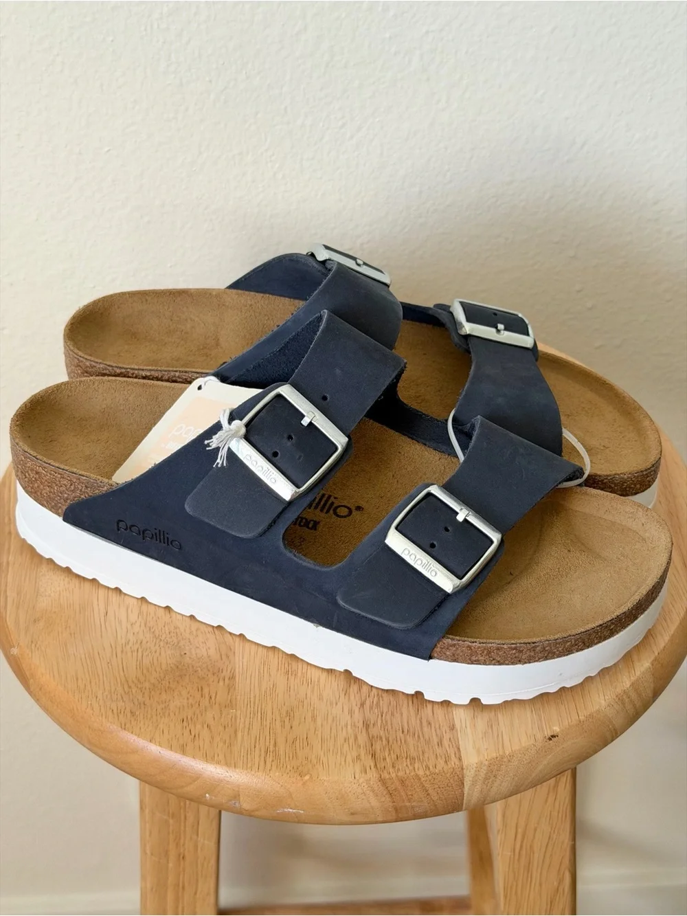 NWT Papillio Birkenstock Navy Nubuck Platform Sandals EU 41